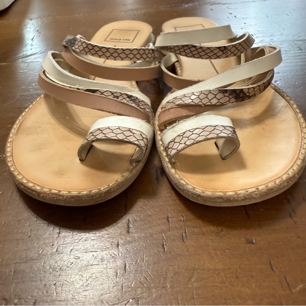 Dolce Vita Cream and Tan Sandals with Strappy Design size 7